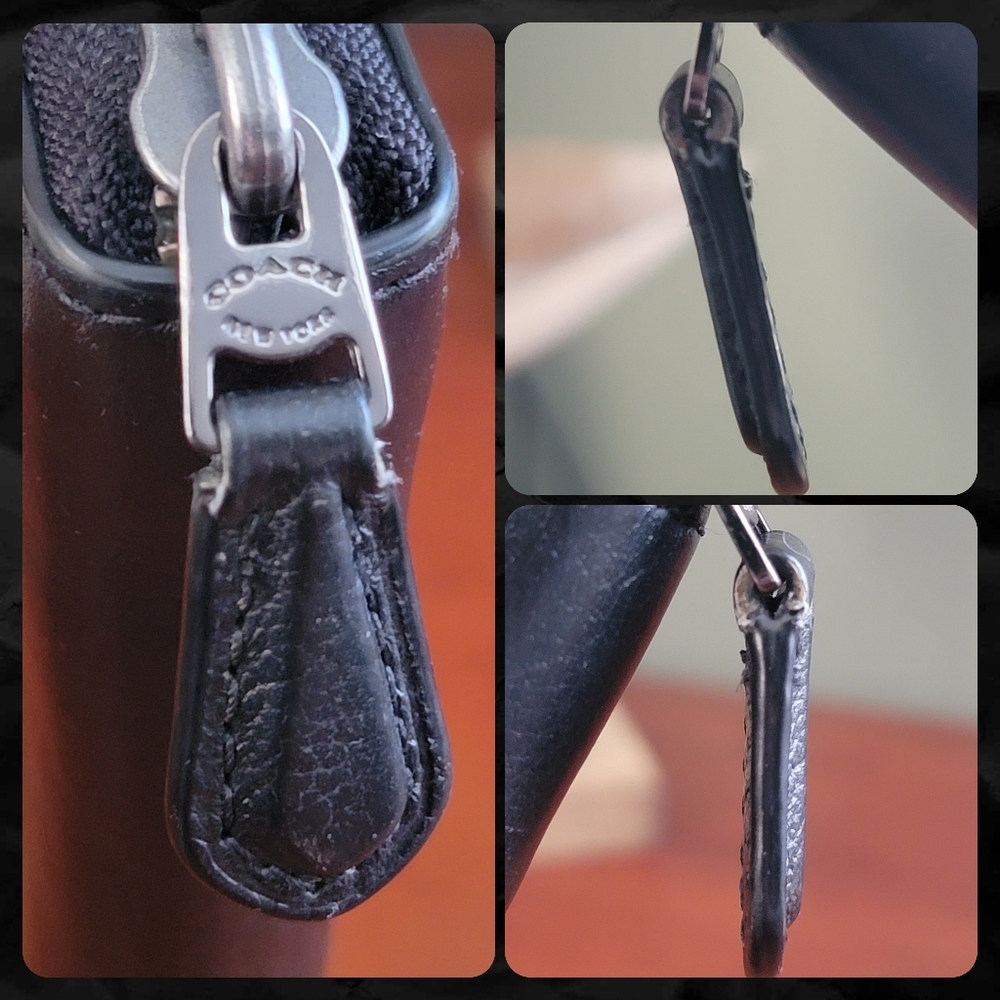 Coach 58485 Rexy Metal Embroidery Black Leather Accordion Wallet - Picture 13 of 14